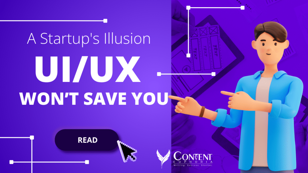 Startup UX Design banner with bold message on leadership